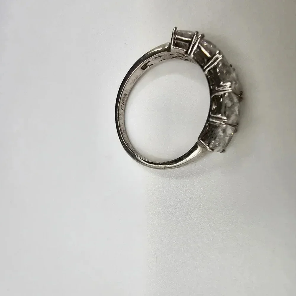 Sterling Silver Cubic Zirconia Wedding Band Emerald Cut sizes 10